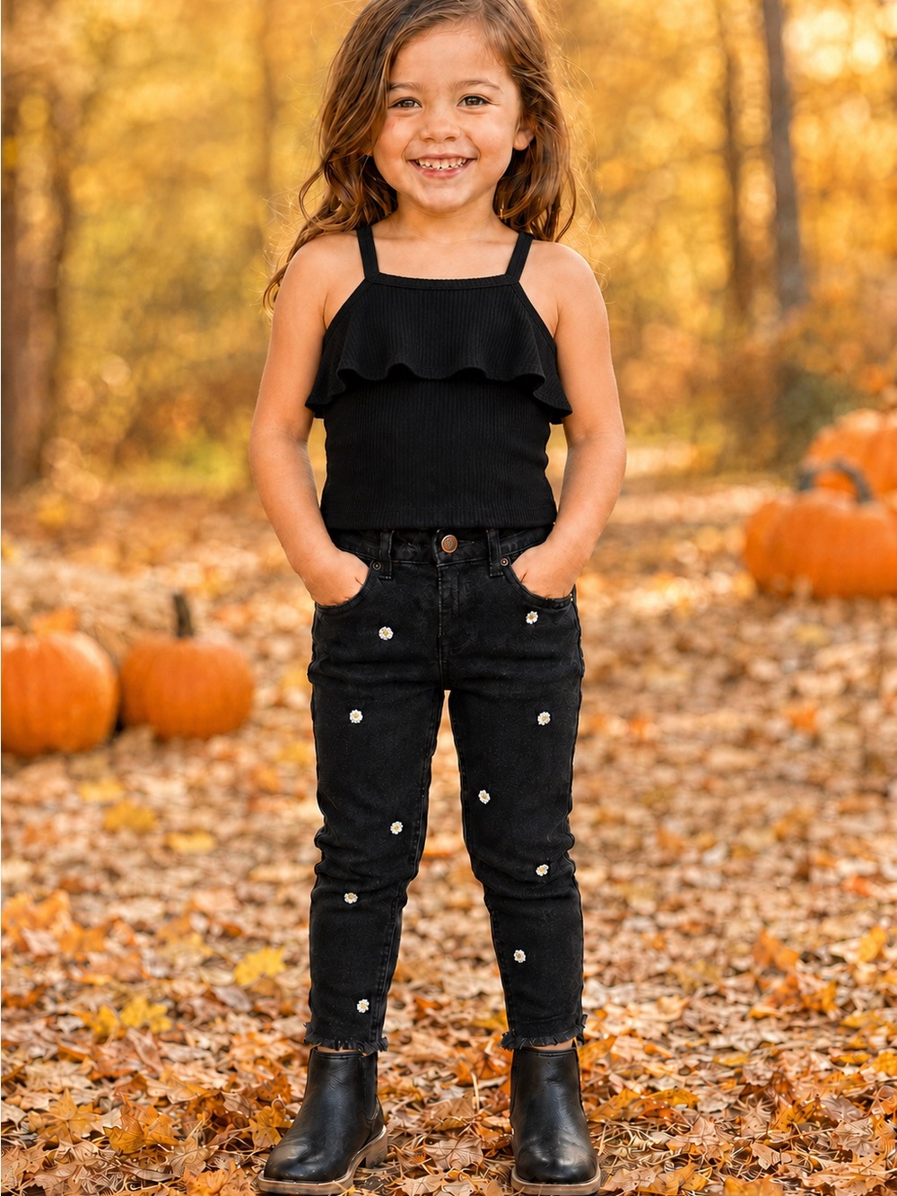 Old Navy Black Daisy Embellished Girls' Jeans